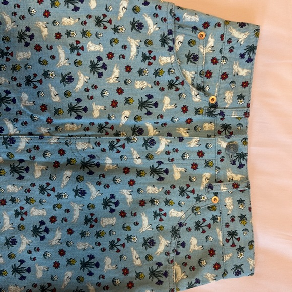 NWOT Gucci printed skirt denim xs 38 blue printed floral bunny coquette - Picture 6 of 9